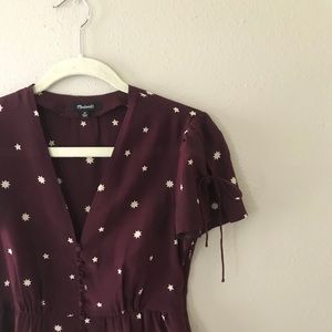 Madewell Maroon Star Silk Blouse